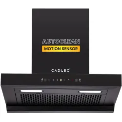 Cadlec PeakFlow 60cm 1400m³/hr Filterless Auto Clean T-Shape Kitchen Chimney | Built-in Oil Collector | Touch & Gesture Control | 20Y Motor & 5Y Comprehensive Warranty | Black