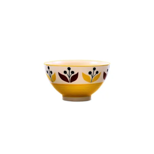 Image of Caffeine Ceramic Handmade Yellow Lily Nut Serving Bowl (Set of 1)