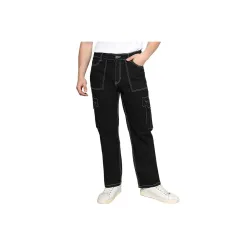 CAHOOT Men's Stitched Cargo Denim Jeans for Casual Wear | Dark-Wash | 5 Pocket | Button Closure | Denim Jeans Crafted with Comfort Fit for Everyday Wear