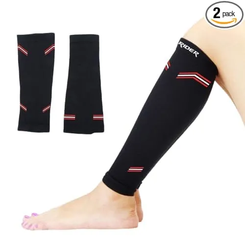Image of Durable Calf Compression Sleeve Socks for Running Relief L Black