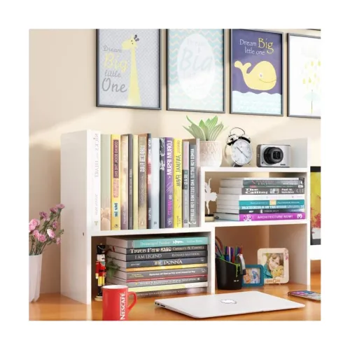 Image of Callas Adjustable Wood Desktop Storage Shelf Rack 