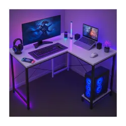 Callas L Shaped Computer Desk - Gaming Corner 50 Inch PC, Computer Corner Desk, Writing Workstation with Wooden Desktop 