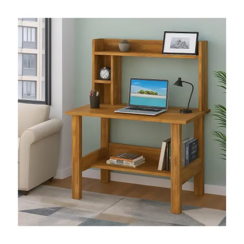 Image of Callas ST-40 Wooden Study Table with Hutch & Bottom Storage – Multi-Purpose Office Desk for Laptop, Computer, Writing & 