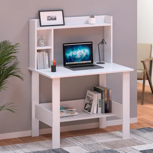 Image of Callas ST-40 Wooden Study Table with Storage (Walnut White)