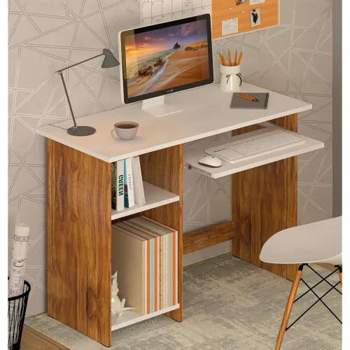 Image of Callas Wooden Study Table with Hutch & Bottom Storage