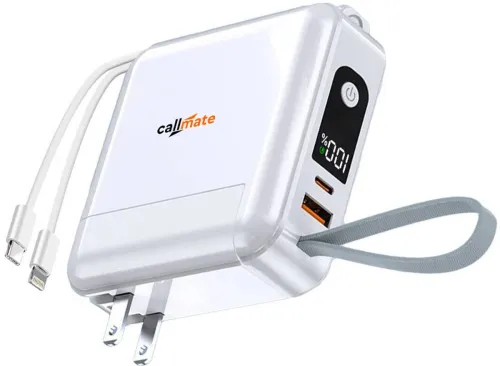 Image of Callmate 10000 mAh 23 W Compact Power Bank  (White, Lithium-ion, Fast Charging, Power Delivery 3.0, Quick Charge 3.0 for