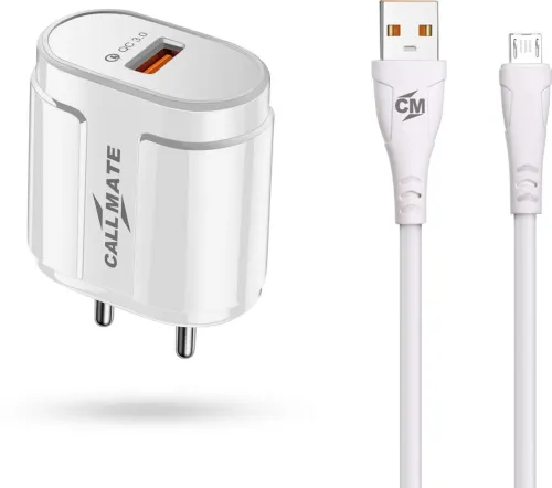 Image of Callmate 12 W Qualcomm 3.0 3.1 A Wall Charger for Mobile with Detachable Cable (White, Cable Included)