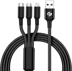 Callmate 3-in-1 Cable 2 A 1 m 3 in 1 Multiple USB Fast Charging for Android, iOS and Devices  (Compatible with For All S