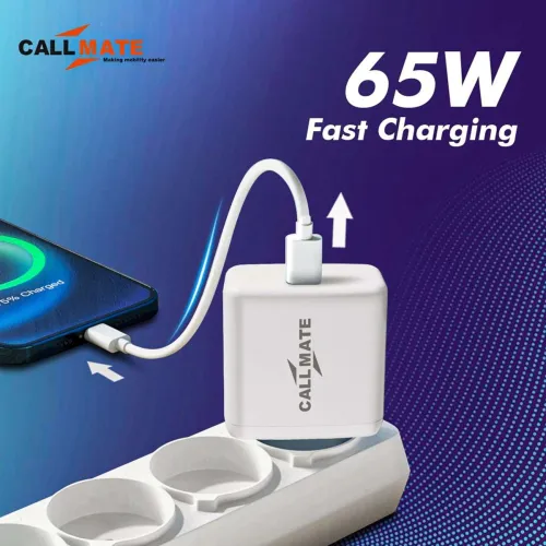 Image of Callmate 65 W 6 A Wall Charger for Mobile with Detachable Cable