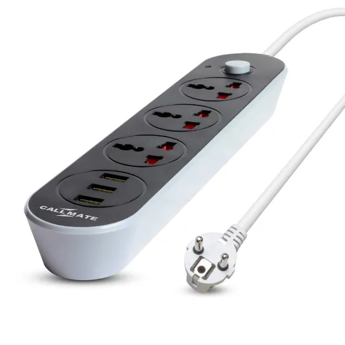 Image of Callmate EXT 307 Power Socket 3 Outlet Power Strip with 3 USB Charging Ports 