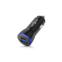 CALLMATE TEP-21,Dual Port Car Charger with Type-C PD 18W Port and USB A Quick Charge QC 3.0 Port, LED Indicator Charging