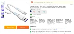 Callmate USB Type C Cable 2 A 1.5 m 65W