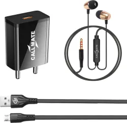 Callmate Wall Charger Accessory Combo for Redmi 6A 7A Note 5 Pro 6 Pro ,|5, 4,Note 5, 7 (Black)