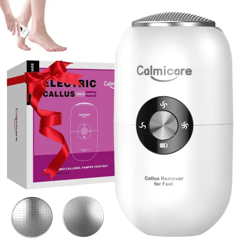 Image of Calmicare Callus Remover for Feet Electronic, Rechargeable Foot Scrubber for Dead Skin Cracked Heels, 2 Stainless Steel 