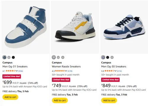 Image of Campus Men's Shoes at Minimum 70% Discount 