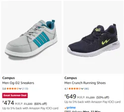 Campus Mens Shoes Starting at ₹474