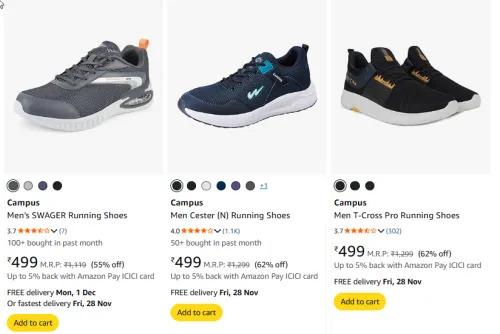 Image of Campus Shoes Starting @ ₹322