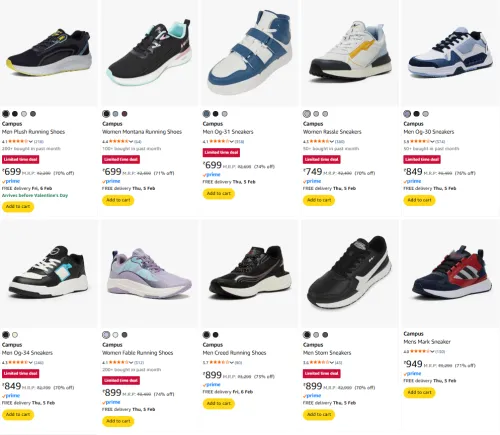 Image of Campus shoes starting @ ₹699