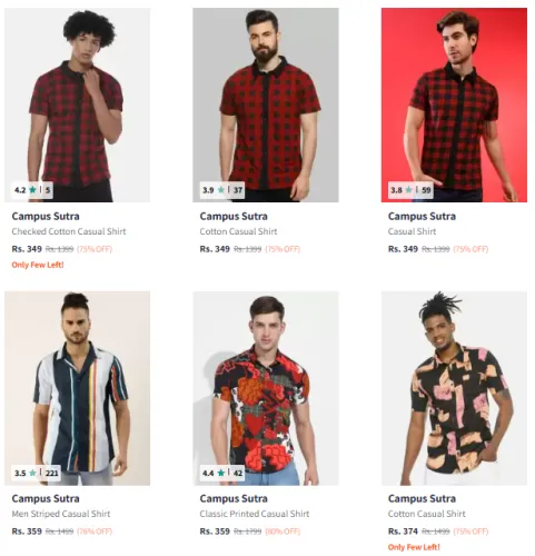 Image of Campus Sutra Brand Men's Shirt @ Minimum 75% Discount