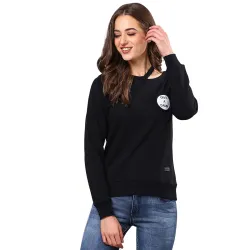 Campus Sutra Cotton Women High Neck Sweatshirt