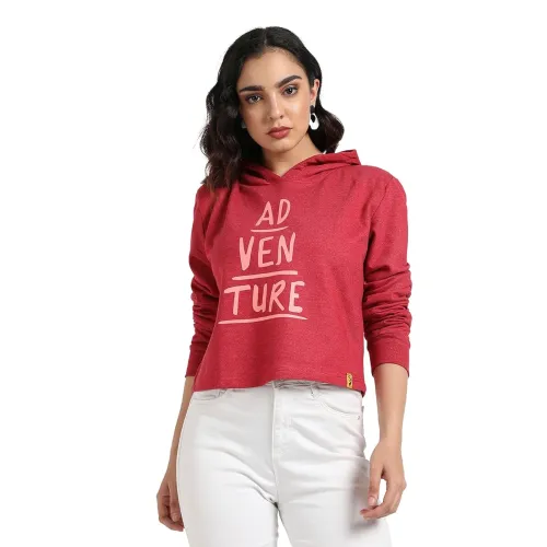 Image of Campus Sutra Cotton Women Hooded Sweatshirt