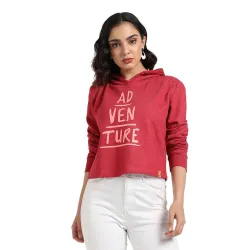 Campus Sutra Cotton Women Hooded Sweatshirt