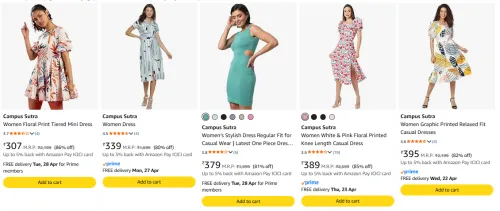 Image of Campus Sutra Women Mini Dress upto 86% Discount 