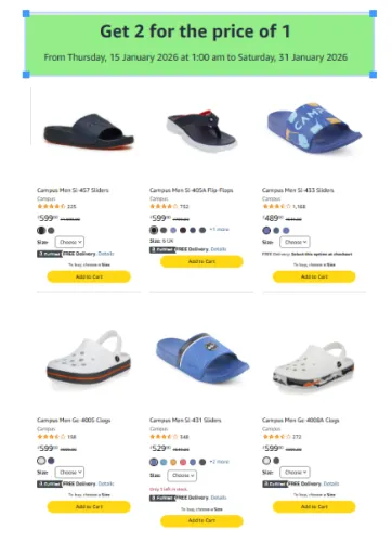 Image of Campus Sutra Footwear Buy 1 Get 1 Free 