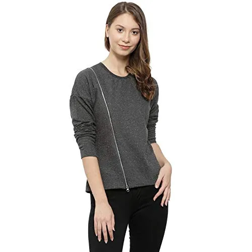 Image of Campus Sutra Full Sleeve Solid Women Sweatshirt