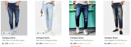 Image of Campus Sutra Men's Jeans at Minimum 80% Discount
