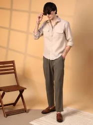 Campus Sutra Men Comfort Spread Collar Solid Cotton Casual Shirt