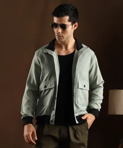 Image of CAMPUS SUTRA Men Colorblock Casual Jacket