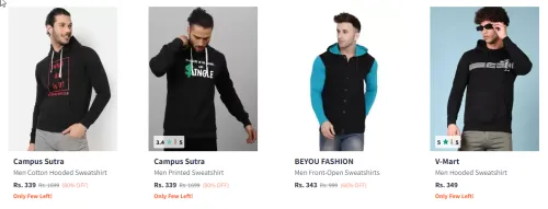 Image of Campus Sutra Men Hoodie Minimum 80% Discount