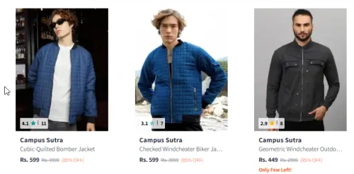 Image of Campus Sutra Men Jacket & Clothes Minimum 80% Discount