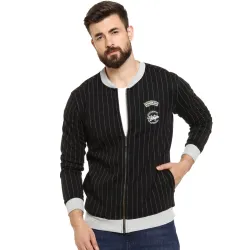 Campus Sutra Mens Dark Blue Zip-Front Hoodie 