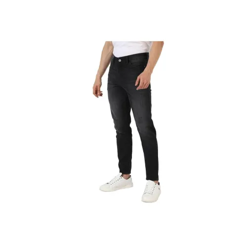 Image of Campus Sutra Men's Black Minimal Distressed Denim Jeans for Casual Wear