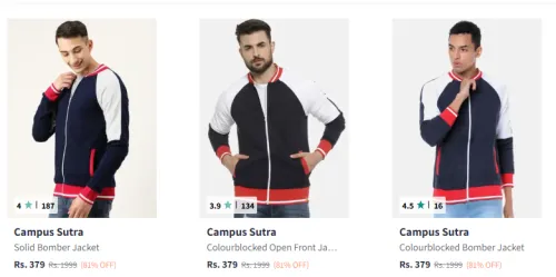Image of Campus Sutra Men's Jacket at Minimum 70% Discount
