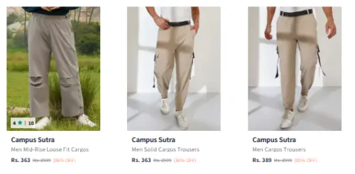 Image of Campus Sutra Men's Pant at Minimum 80% Discount
