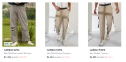 Campus Sutra Mens Pant at Minimum 80% Discount