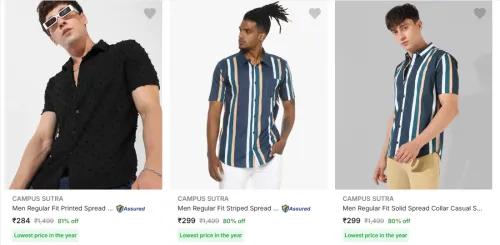 Image of Campus Sutra Men's Shirts upto 81% Discount