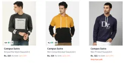 Campus Sutra Mens Sweatshirt at Minimum 80% Discount