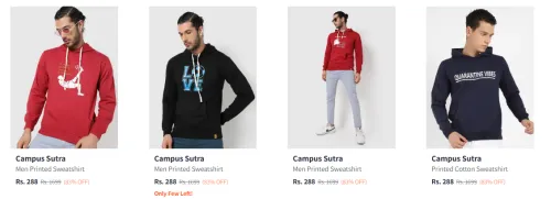 Image of Campus Sutra Men's Sweatshirts at minimum 80% Discount