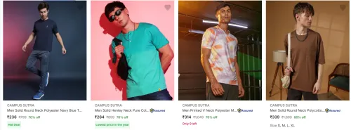 Image of Campus Sutra Men's T-shirts at minimum 70% Discount