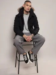  Campus Sutra Self-Design Hooded Windcheater Puffer Jacket