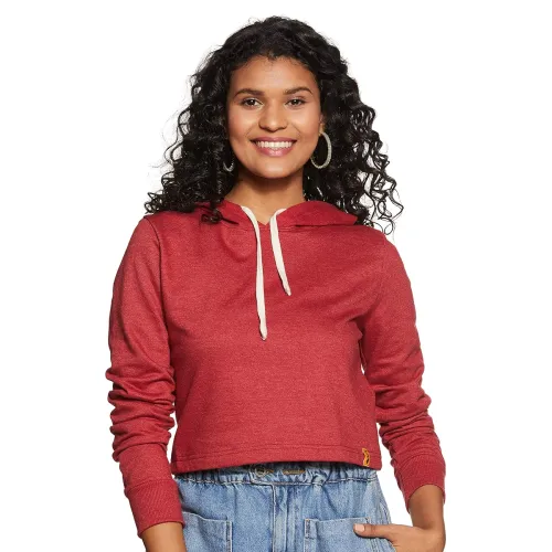 Image of Campus Sutra Women Black Crop Hoodie