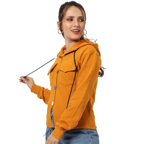 Image of Campus Sutra Women cotton Premium Zipper Hoodie-Grey