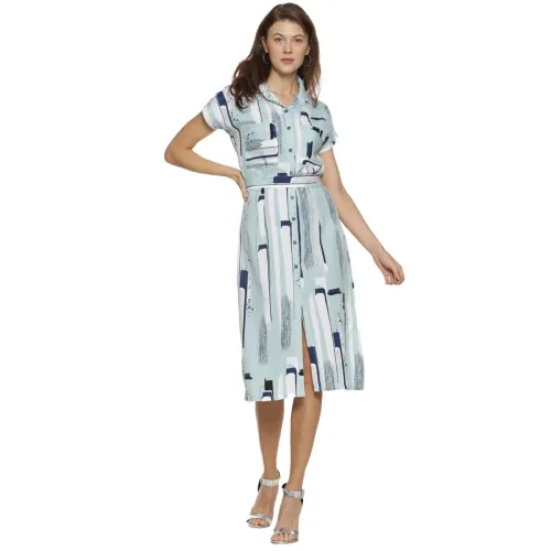 Image of Campus Sutra Women's Polyester Fit & Flare Midi Dress