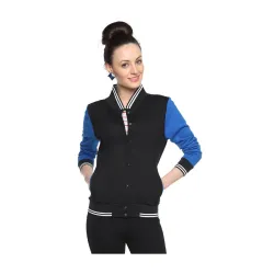 Campus Sutra Womens Black Varsity Jacket