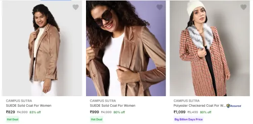 Image of Campus Sutra Women's Coats upto 83% Discount