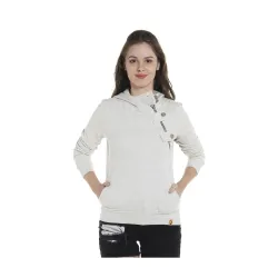 Campus Sutra Womens Cotton Hooded Neck Sweatshirt (AZW17_HSZIPBT_W_PLN_CR_AZ_S_Cream_S)